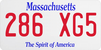 MA license plate 286XG5