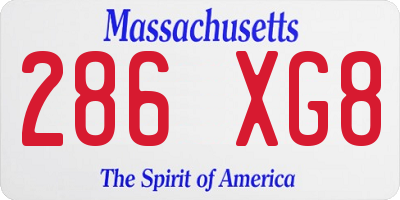 MA license plate 286XG8