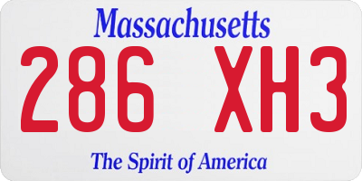 MA license plate 286XH3