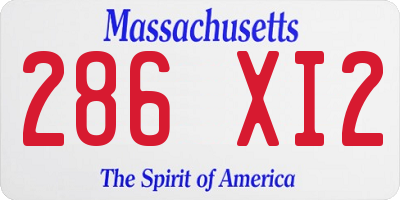 MA license plate 286XI2