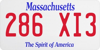 MA license plate 286XI3