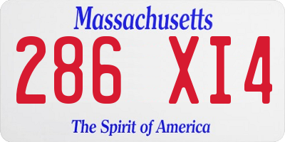 MA license plate 286XI4