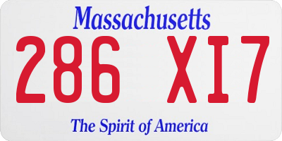 MA license plate 286XI7