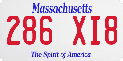 MA license plate 286XI8