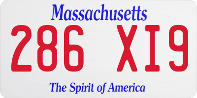 MA license plate 286XI9