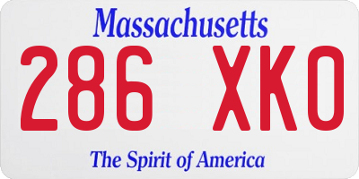 MA license plate 286XK0