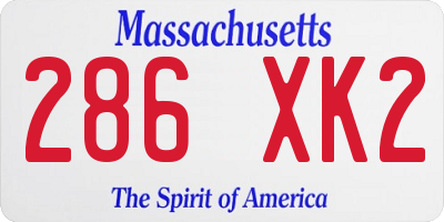 MA license plate 286XK2