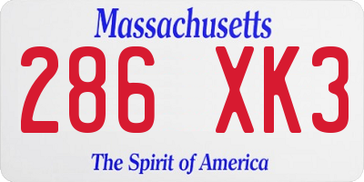 MA license plate 286XK3