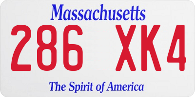 MA license plate 286XK4