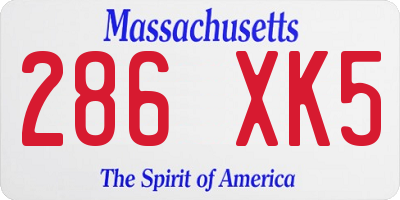 MA license plate 286XK5