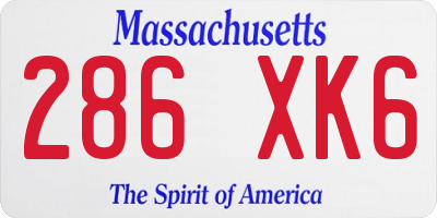 MA license plate 286XK6