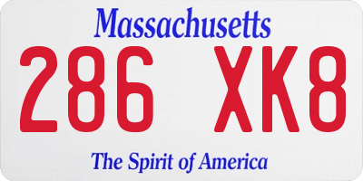 MA license plate 286XK8
