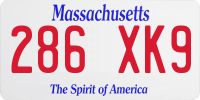 MA license plate 286XK9