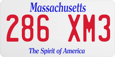 MA license plate 286XM3