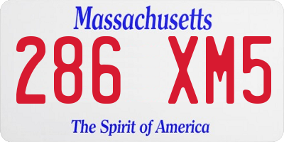 MA license plate 286XM5