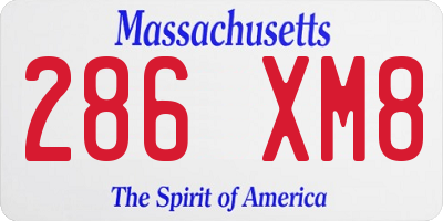 MA license plate 286XM8