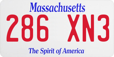 MA license plate 286XN3
