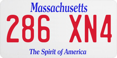 MA license plate 286XN4
