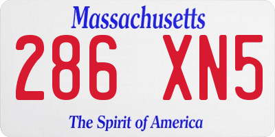 MA license plate 286XN5