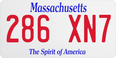 MA license plate 286XN7