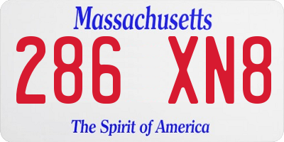 MA license plate 286XN8