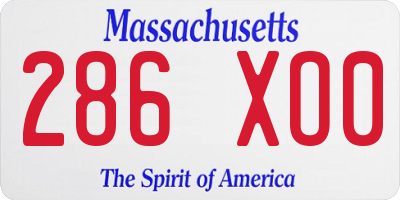 MA license plate 286XO0