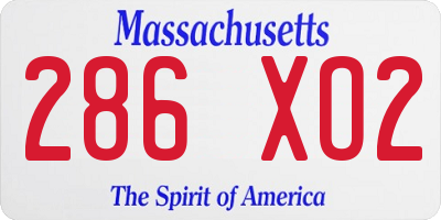 MA license plate 286XO2