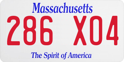MA license plate 286XO4