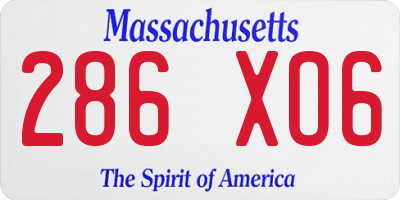 MA license plate 286XO6