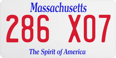 MA license plate 286XO7