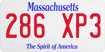 MA license plate 286XP3