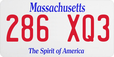MA license plate 286XQ3