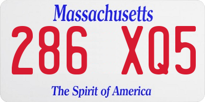 MA license plate 286XQ5