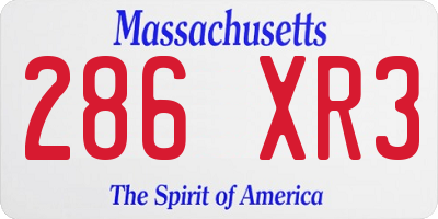 MA license plate 286XR3