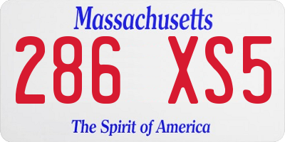 MA license plate 286XS5
