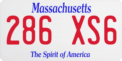MA license plate 286XS6