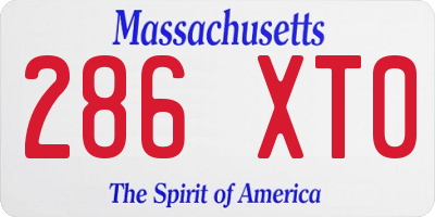 MA license plate 286XT0