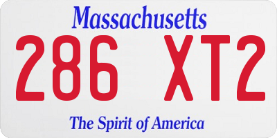 MA license plate 286XT2