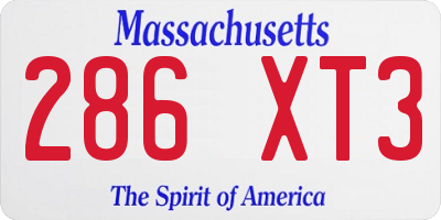 MA license plate 286XT3
