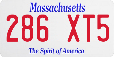 MA license plate 286XT5