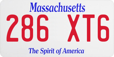 MA license plate 286XT6
