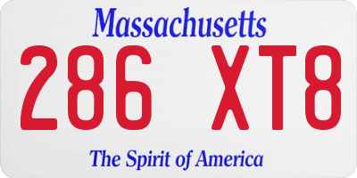 MA license plate 286XT8