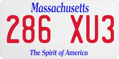 MA license plate 286XU3