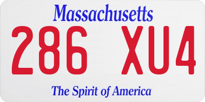 MA license plate 286XU4