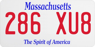 MA license plate 286XU8
