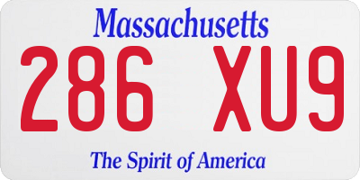 MA license plate 286XU9