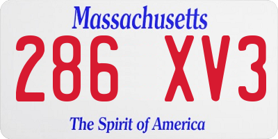 MA license plate 286XV3