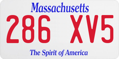 MA license plate 286XV5