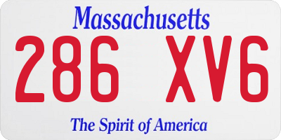 MA license plate 286XV6
