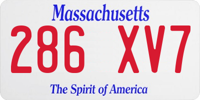 MA license plate 286XV7